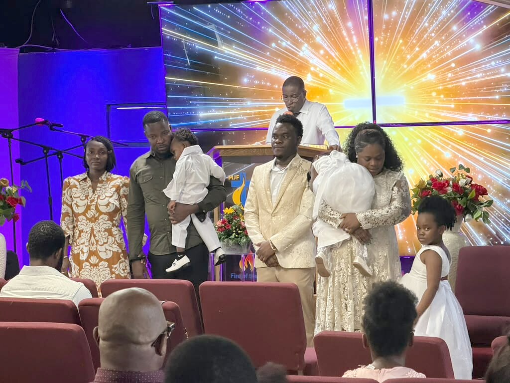 A moment of prayer during the children's presentation